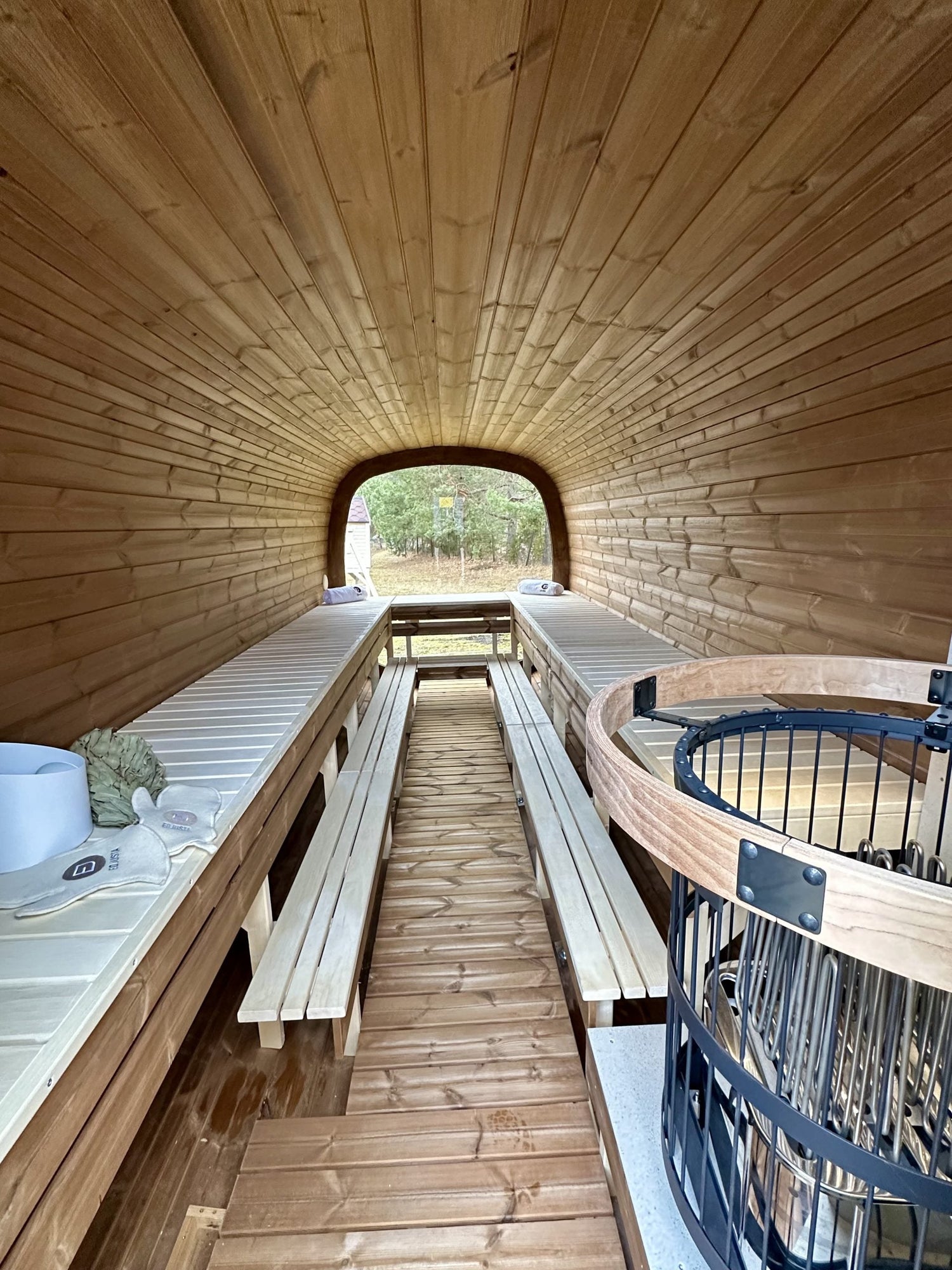 Thermowood mobile sauna on trailer - UK Mobile Saunas