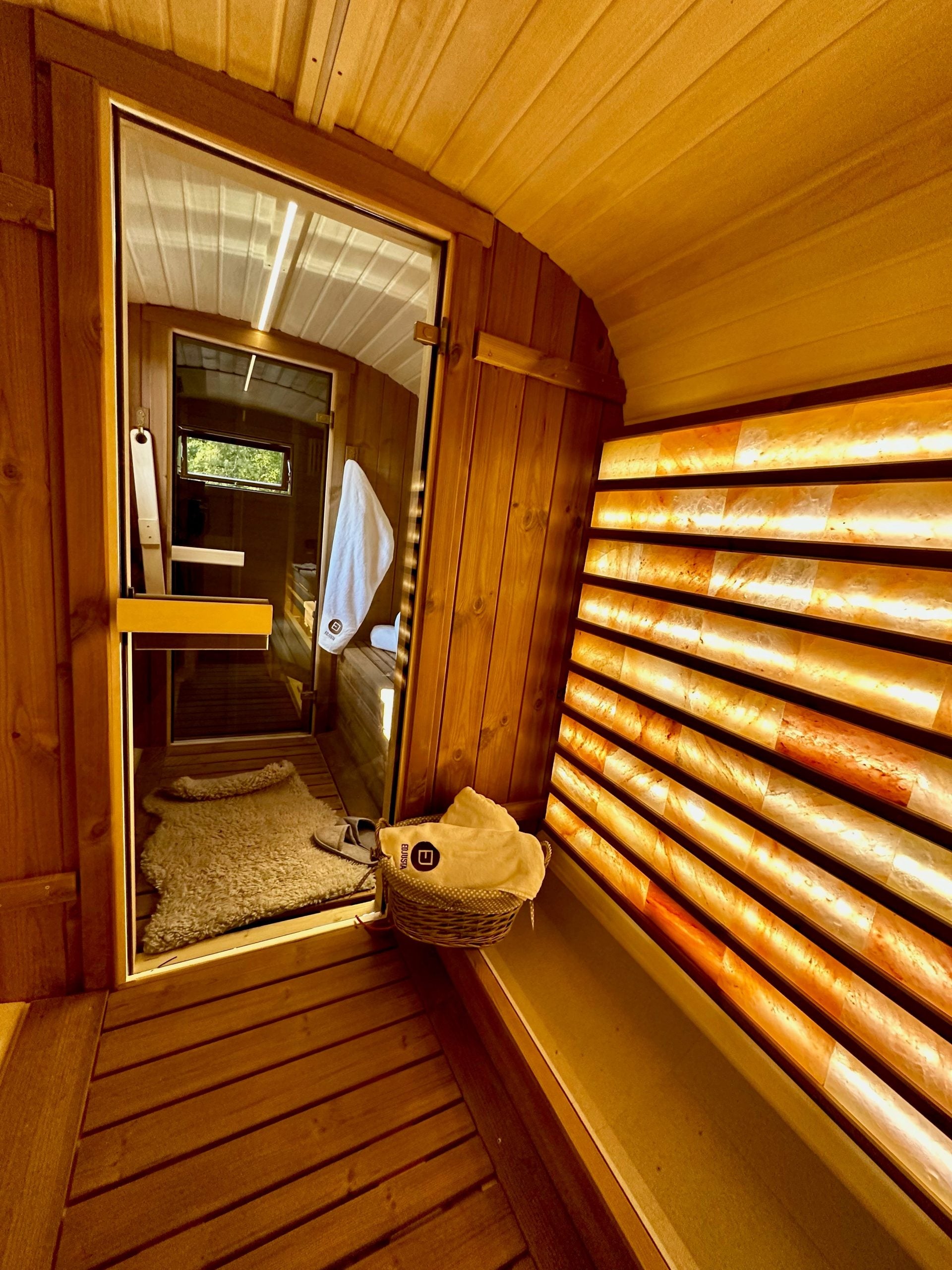 Thermowood mobile sauna on trailer - UK Mobile Saunas